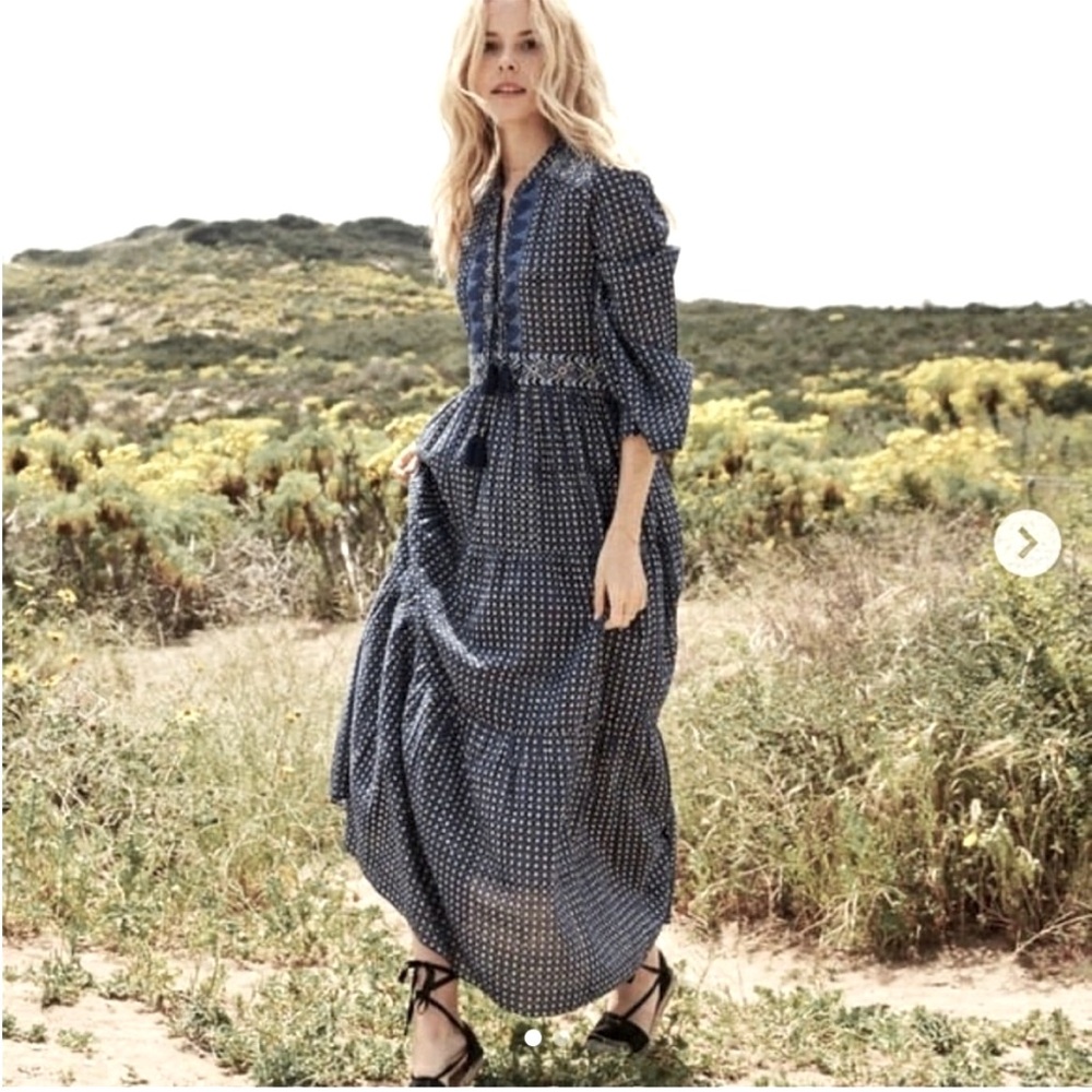 DOEN prem navy blue maxi dress XS